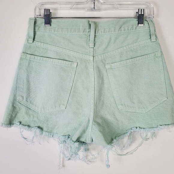 Madewell The Mom Jean Short Womens Size 26 High Rise Raw Hem Mint Green Colorful - Picture 6 of 6